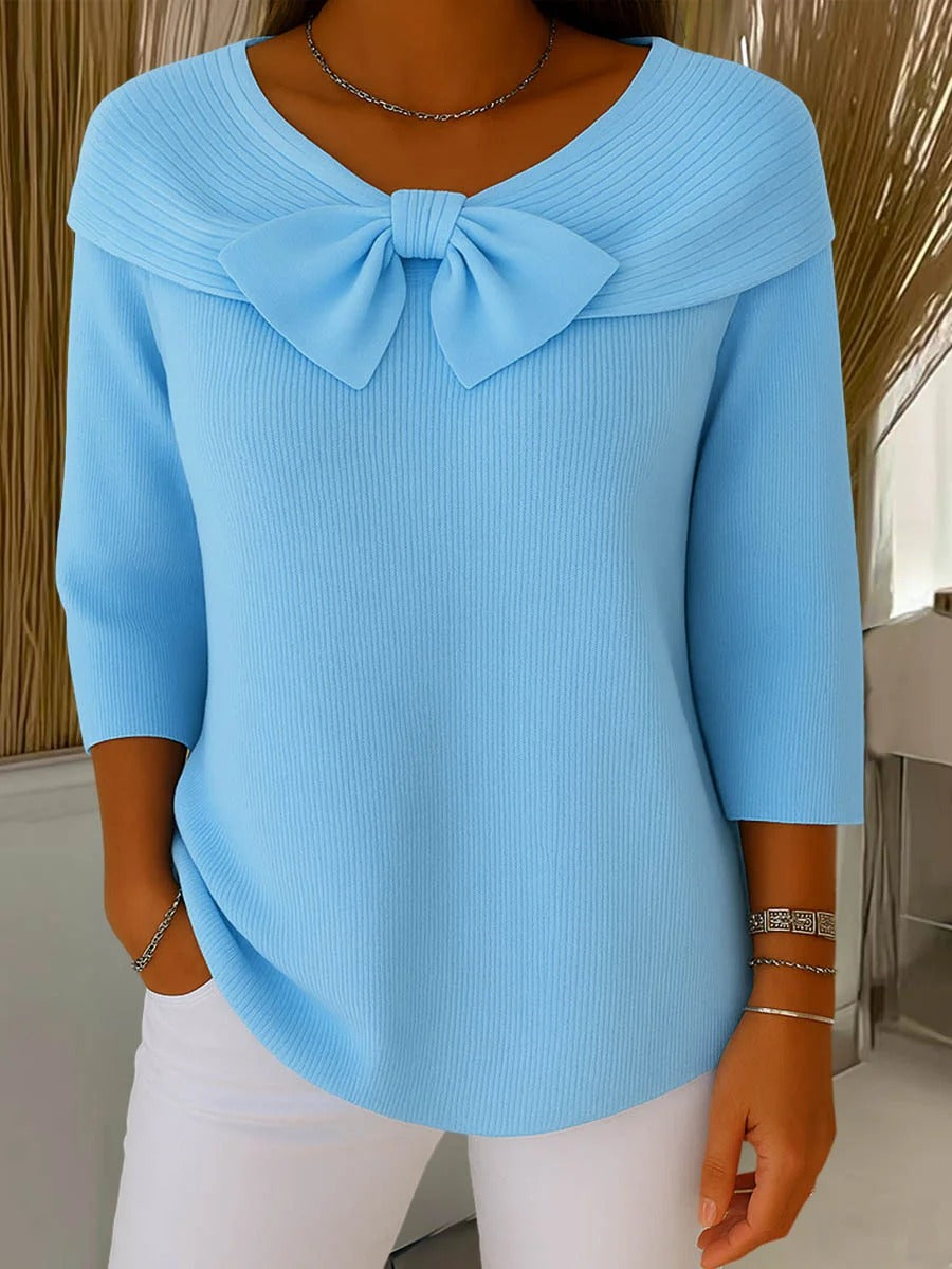 Renate | Maglia a coste con dettaglio fiocco — 1