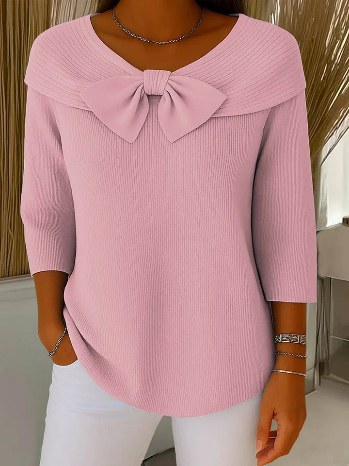 Renate | Maglia a coste con dettaglio fiocco — 2