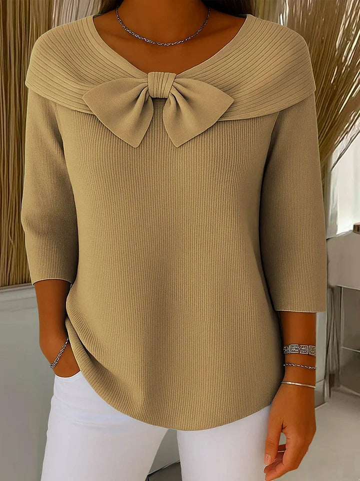 Renate | Maglia a coste con dettaglio fiocco — 3