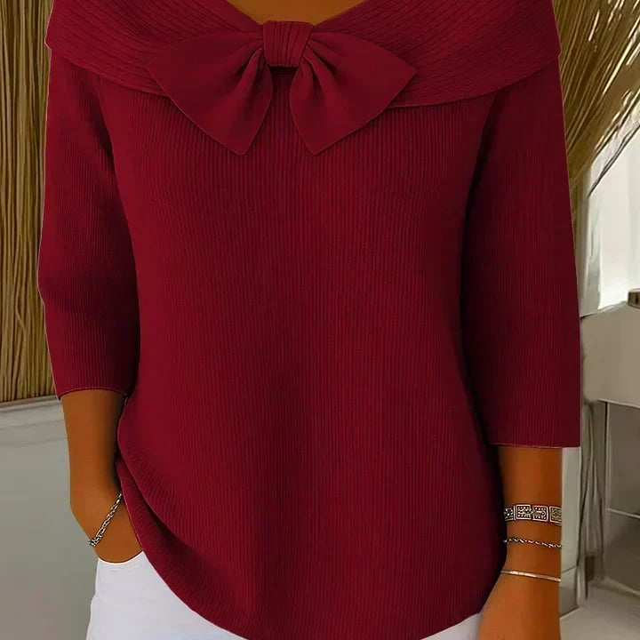 Renate | Maglia a coste con dettaglio fiocco — 4