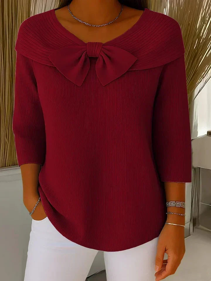 Renate | Maglia a coste con dettaglio fiocco — 4