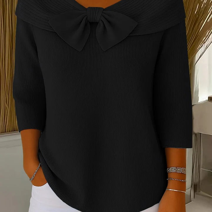 Renate | Maglia a coste con dettaglio fiocco — 6