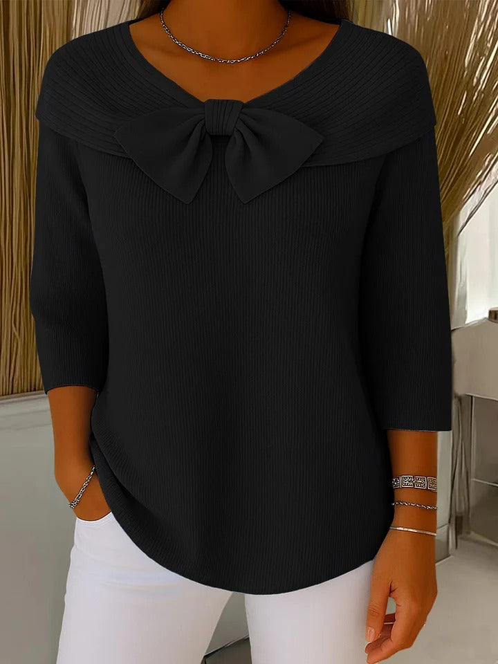 Renate | Maglia a coste con dettaglio fiocco — 6