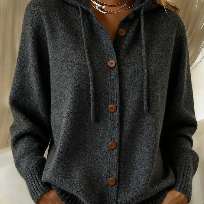 Gisela | Cardigan con cappuccio e abbottonatura — 7