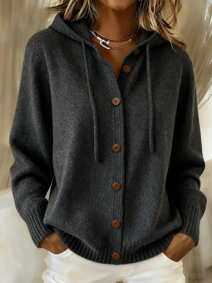 Gisela | Cardigan con cappuccio e abbottonatura — 7