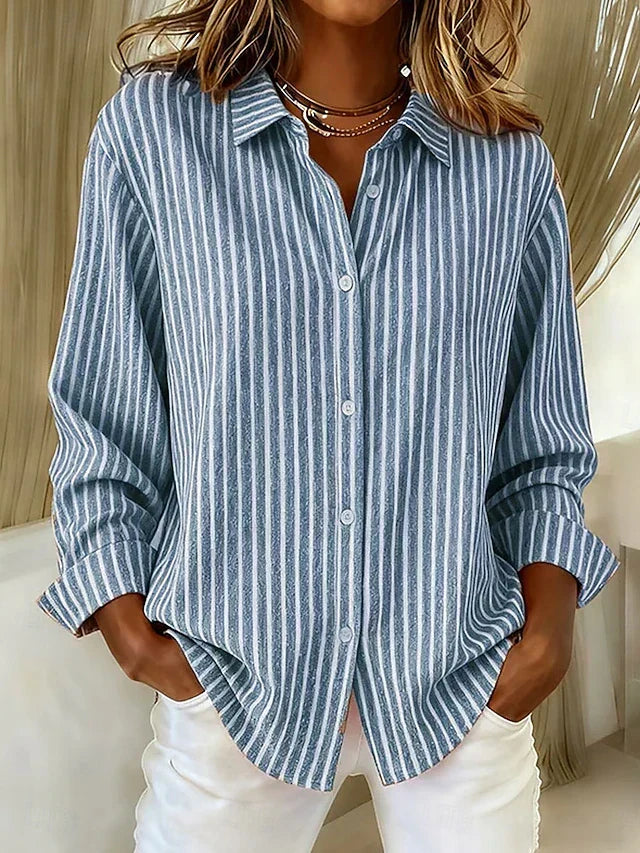 Brigitte | Blusa camicia a righe con abbottonatura — 1