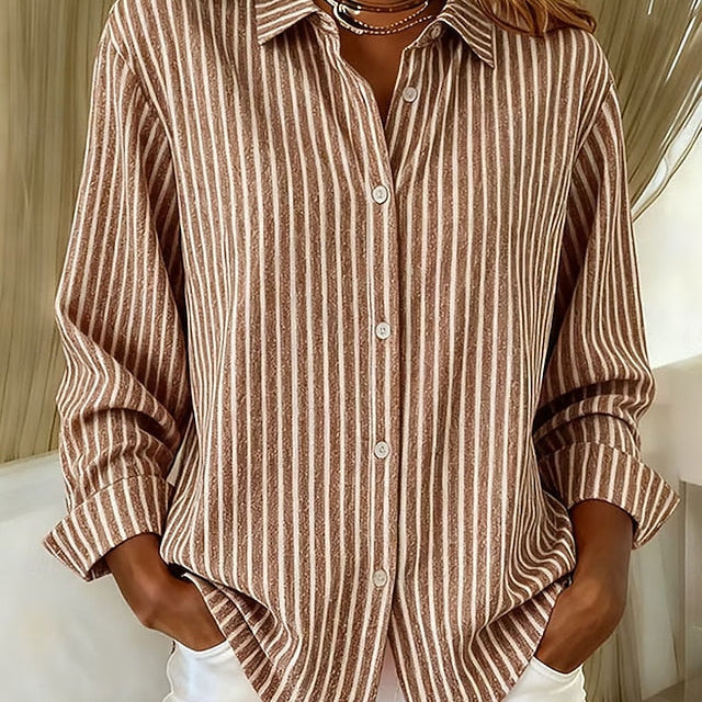 Brigitte | Blusa camicia a righe con abbottonatura — 3