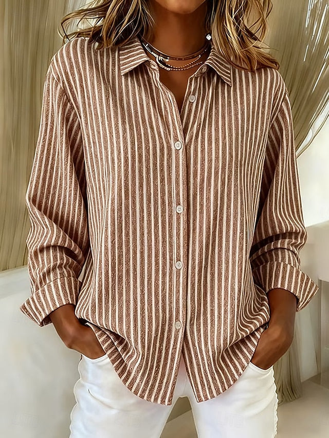 Brigitte | Blusa camicia a righe con abbottonatura — 3