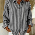 Brigitte | Blusa camicia a righe con abbottonatura — 4