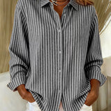 Brigitte | Blusa camicia a righe con abbottonatura — 4