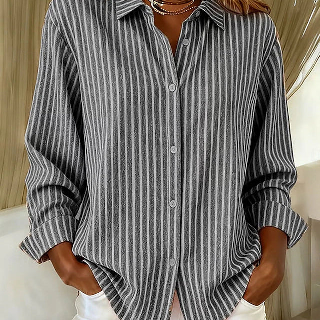 Brigitte | Blusa camicia a righe con abbottonatura — 4