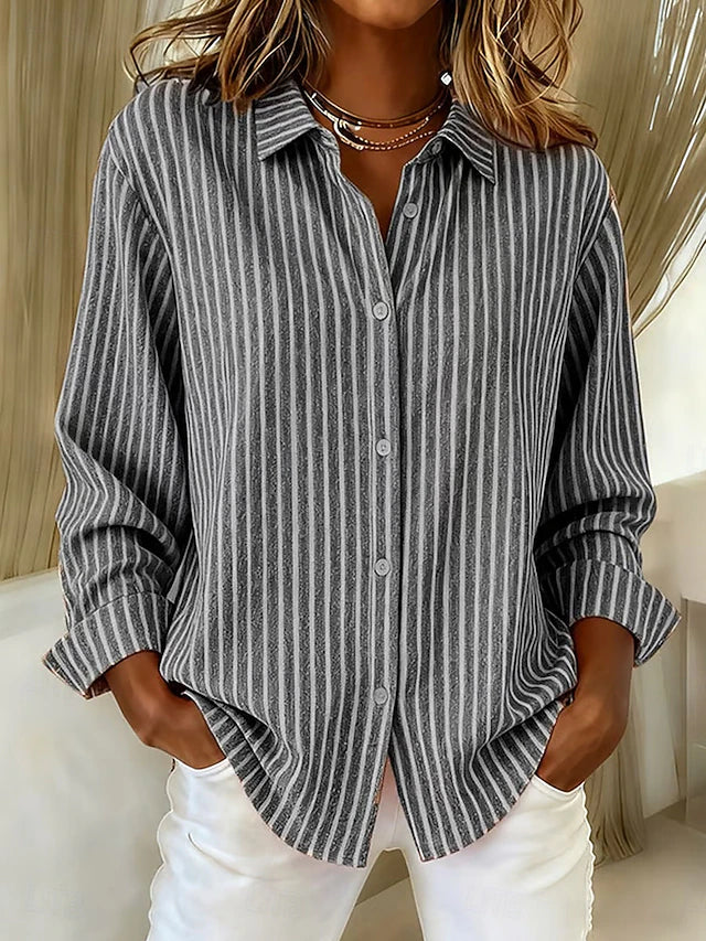 Brigitte | Blusa camicia a righe con abbottonatura — 4