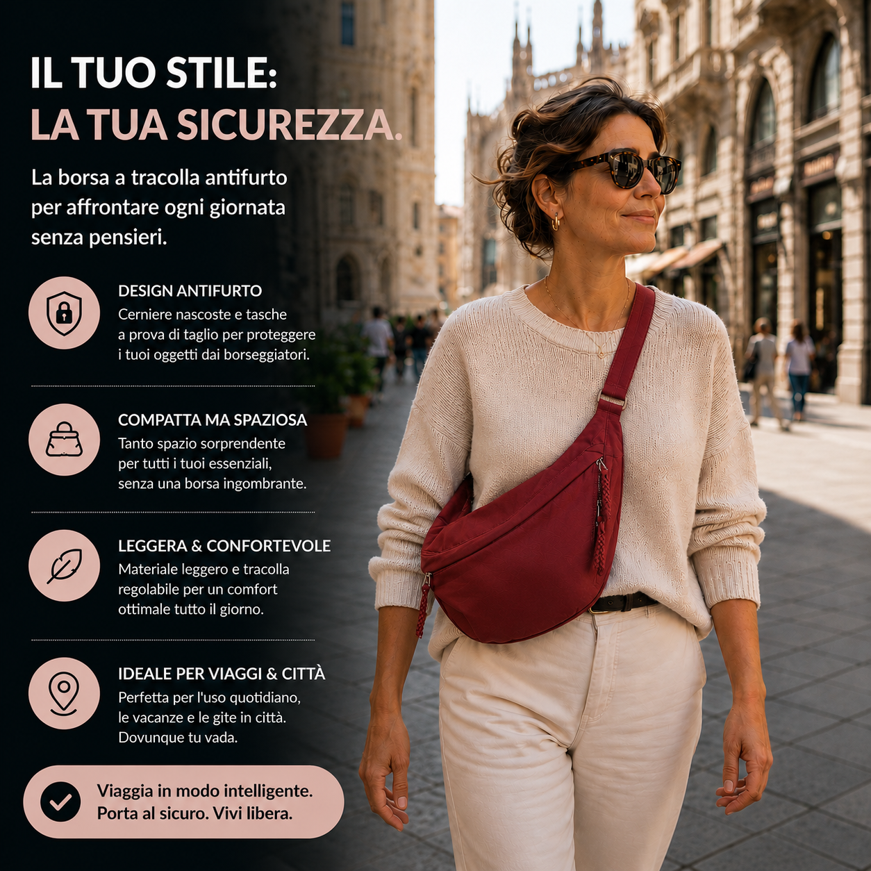 Rosa | Borsa a Spalla Bordeaux — immagine 2