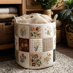 Bouquet in patchwork – Cesto portabiancheria trapuntato Valentina Siena