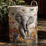 Elefante tra i fiori – Cesto portabiancheria trapuntato Valentina Siena