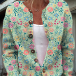 Cardigan con stampa floreale e bottoni — 1