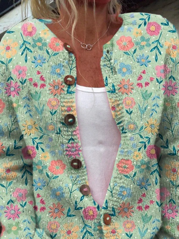 Cardigan con stampa floreale e bottoni — 2