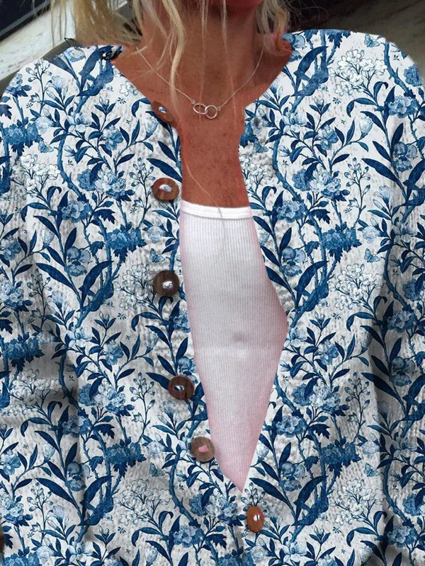 Cardigan con stampa floreale e bottoni — 2