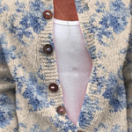 Cardigan con stampa artistica floreale e bottoni — 2