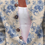 Cardigan con stampa artistica floreale e bottoni — 2