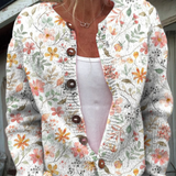 Cardigan con stampa di piccoli fiori freschi e bottoni — 1
